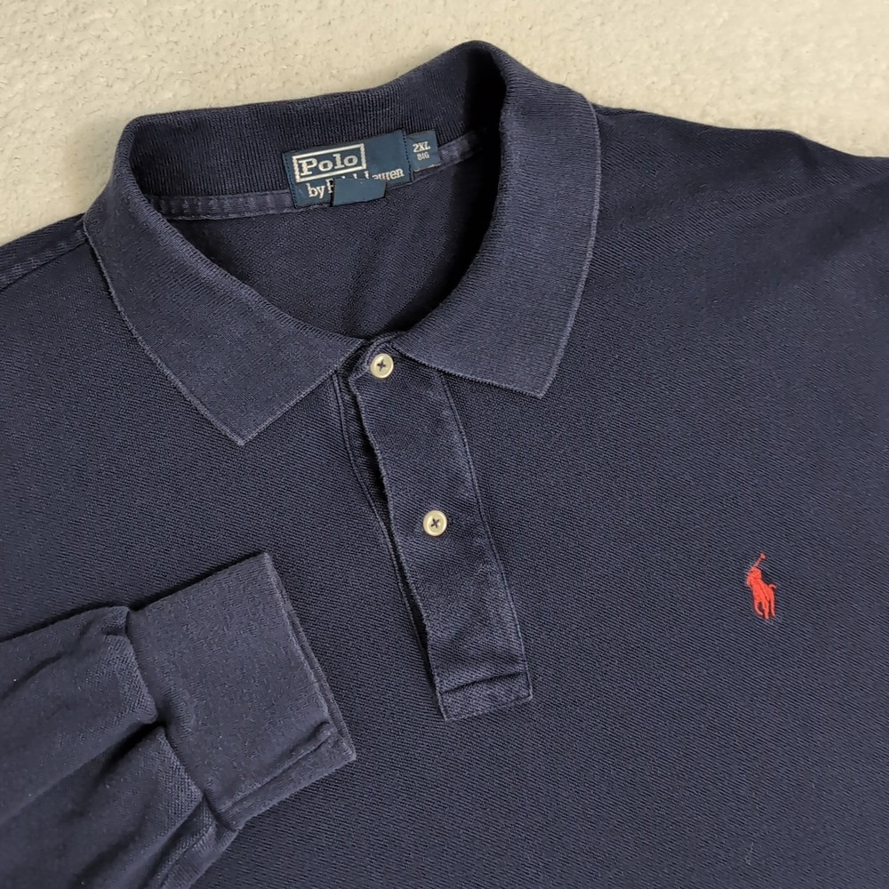 Polo Ralph Lauren Men's Casual Collared Long Sleeve Polo Shirt Size 2XB Blue